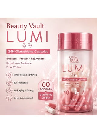 beauty vault lumi 24h glutathione product info and reviews Beauty Vault Capsules 60 Count - Long-Lasting Skin Brightening & Whitening Formula | Best Price KSA OK-Google-Shopping