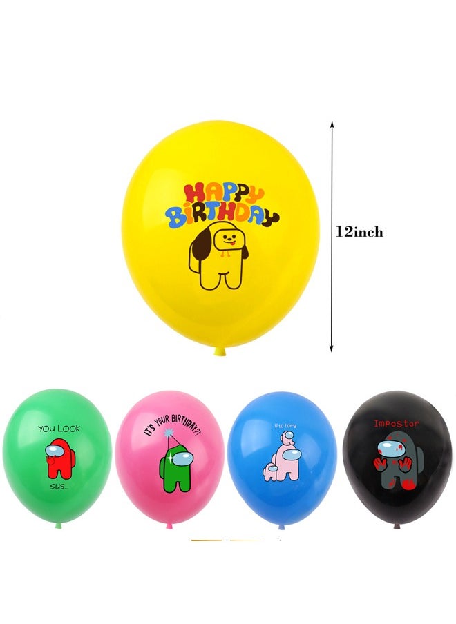 Zeemey - Among us Balloon Set with Happy Birthday Banner,Cake Topper,Perfect for Graduation Baby Shower Birthday Bachelorette Party Backdrop Decoration,Suitable for Indoor and Outdoor - Image 1