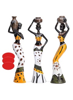 SYOSI 3 Pack African Sculpture,7.5" Women Figure Girls Tribal Lady Figurine Statue Decor Collectible Art Piece Human Decorative Home Black Figurines Creative Vintage Gift Crafts Ornaments  - Image 1