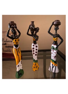 SYOSI 3 Pack African Sculpture,7.5" Women Figure Girls Tribal Lady Figurine Statue Decor Collectible Art Piece Human Decorative Home Black Figurines Creative Vintage Gift Crafts Ornaments  - Image 2
