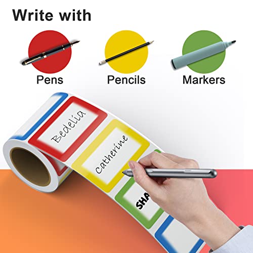 MFLABEL® Colorful Plain Name Tag Labels - 200 Stickers, 3.5 x 2.25 Inch, Colorful Border Name Tags for Office, Meetings, School, Home, Events, and Parties - Image 5