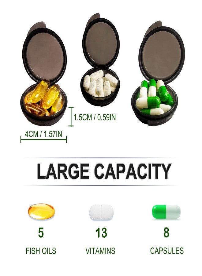 GIIYAA 3PCS Small Pocket Daily Pill Box Organizer - Portable Travel Wallet with Individual Compartments - Compact, Convenient and Easy-to-Use Mini Pill Container for On-the-Go Medication Management (Black - Image 3