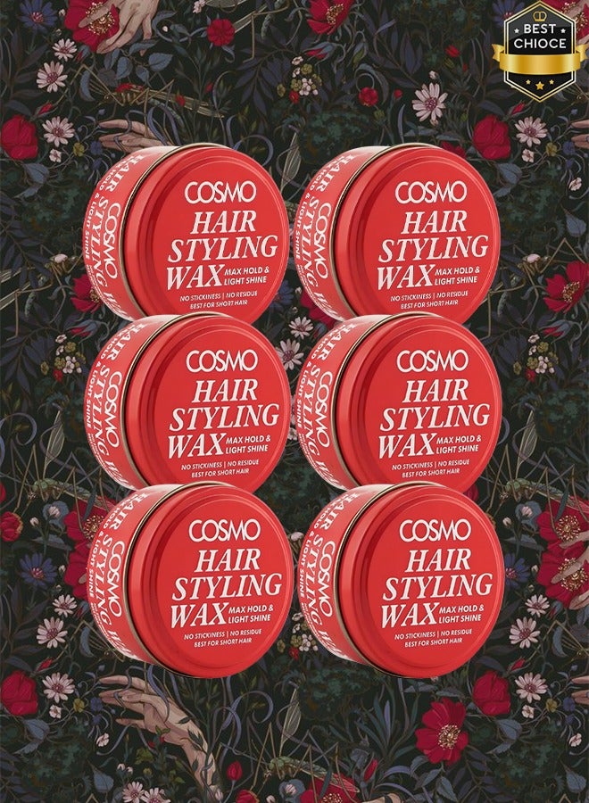 COSMO 6 Pieces Hair Styling Wax Medium Hold And Max Shine No Stickiness No Residue  - Image 1