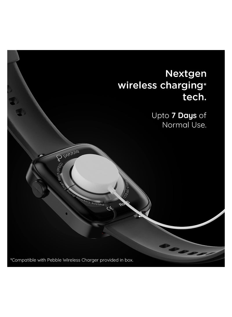 Pebble Cosmos Prime 1.91" IPS Display (600 Nits), Wireless Charging Smartwatch for Men & Women, 50+ Sports Mode, IP67 Water Resistance, Compatible with Android & iOS, 260mAH Battery - Jet Black  - Image 4