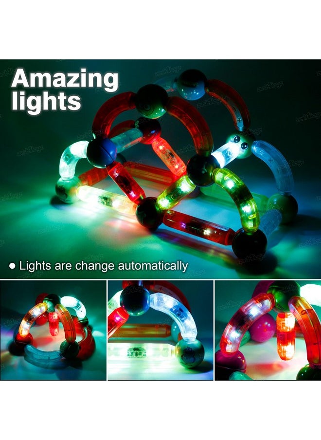 زيست فور تويز مجموعة مكعبات بناء عصي مغناطيسية من Zest 4 Toyz للأطفال مزودة بأضواء LED، مجموعة مغناطيسية تعليمية إبداعية، عصي بناء جذعية، مجموعة ألعاب تعليمية مغناطيسية مع كرات (52 قطعة) - (متعددة الألوان) للأعمار من 3 سنوات فما فوق  - Image 5