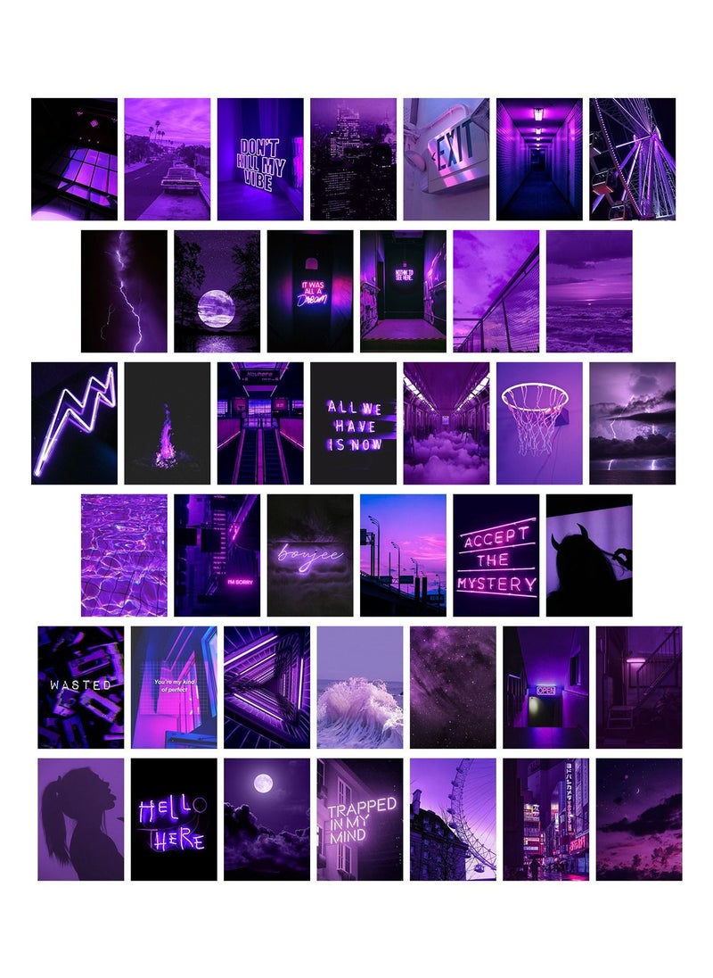 LOWHA Posters Wall Collage Kit, Album Cover, 40 Pieces Cardstock Thick Paper Posters, Aesthetic Purple Art 14.8x20cm  - Image 2