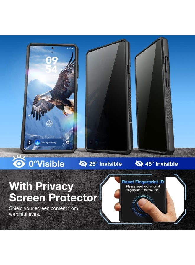 TONGATE Magnetic for Samsung Galaxy S25 Ultra Case with Aluminum Alloy Stand, Privacy Screen Protector, Compatible with MagSafe, TPU Anti-slip Edge, Military Grade Protection Case for S25 Ultra, Black - Image 3