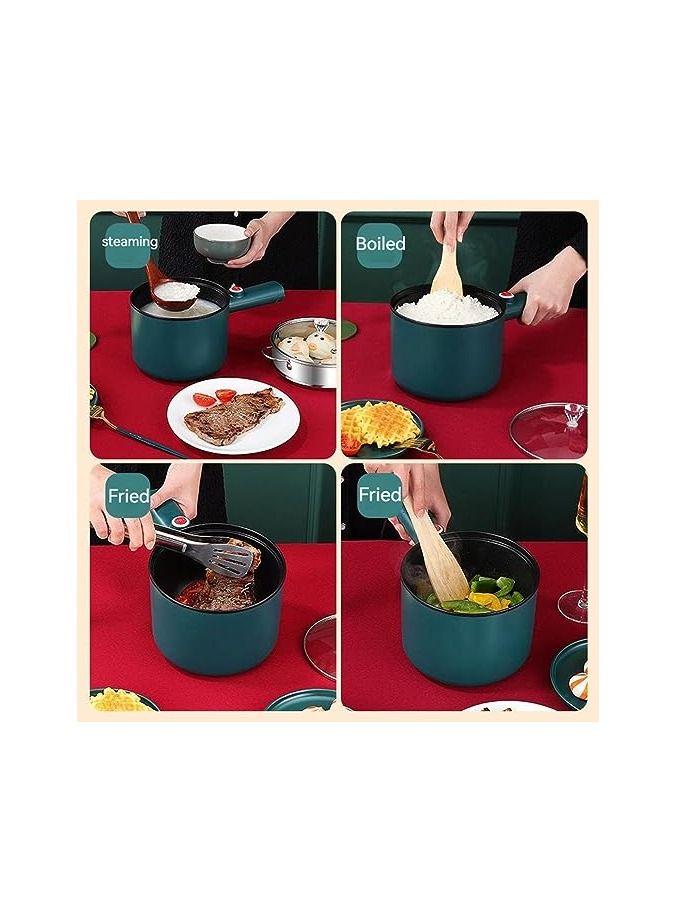 Electric Hot Pot With Steam Rack Accessory  Measurment of 1.8 L Portable Electric Skillet With Nonstick Coating Dual Power Control Multi Function System Electric Cooker For Stir Fry Steak For Dorm  - Image 1