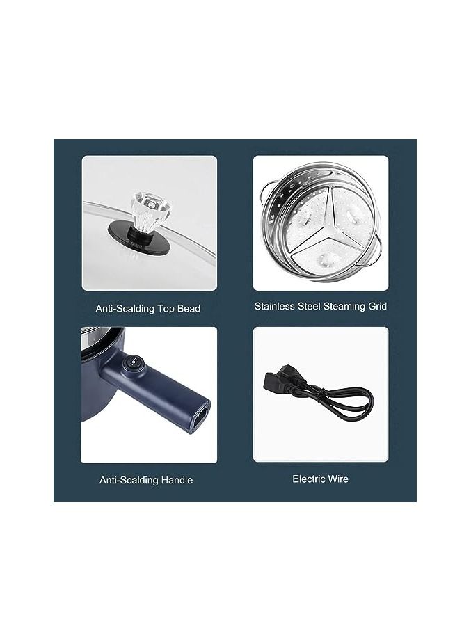 Electric Hot Pot With Steam Rack Accessory  Measurment of 1.8 L Portable Electric Skillet With Nonstick Coating Dual Power Control Multi Function System Electric Cooker For Stir Fry Steak For Dorm  - Image 3