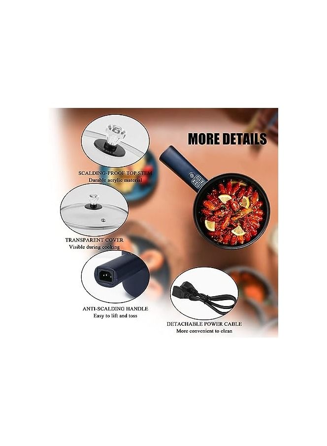 Electric Hot Pot With Steam Rack Accessory  Measurment of 1.8 L Portable Electric Skillet With Nonstick Coating Dual Power Control Multi Function System Electric Cooker For Stir Fry Steak For Dorm  - Image 2
