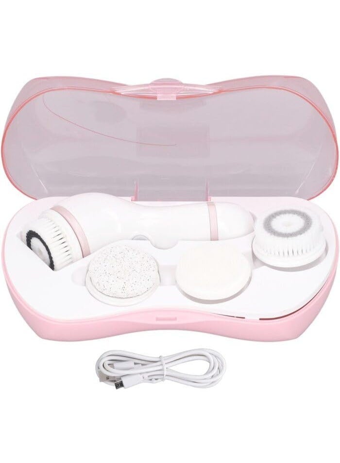 Rechargeable Rotating Facial Cleansing Brush Set with 4 Heads - Image 1