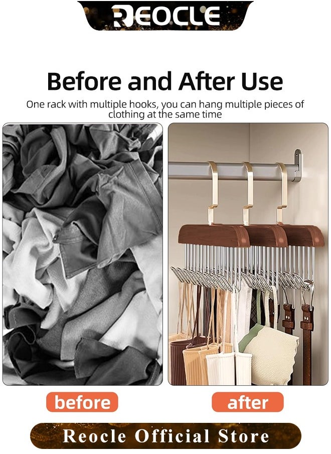 REOCLE - 1pc Multi Hook Coat Racks 360 Degree Space Saving Hangers with 8 Hooks Multifunctional Non-Slip Storage Hangers for Ties, Scarves, Socks - Image 1
