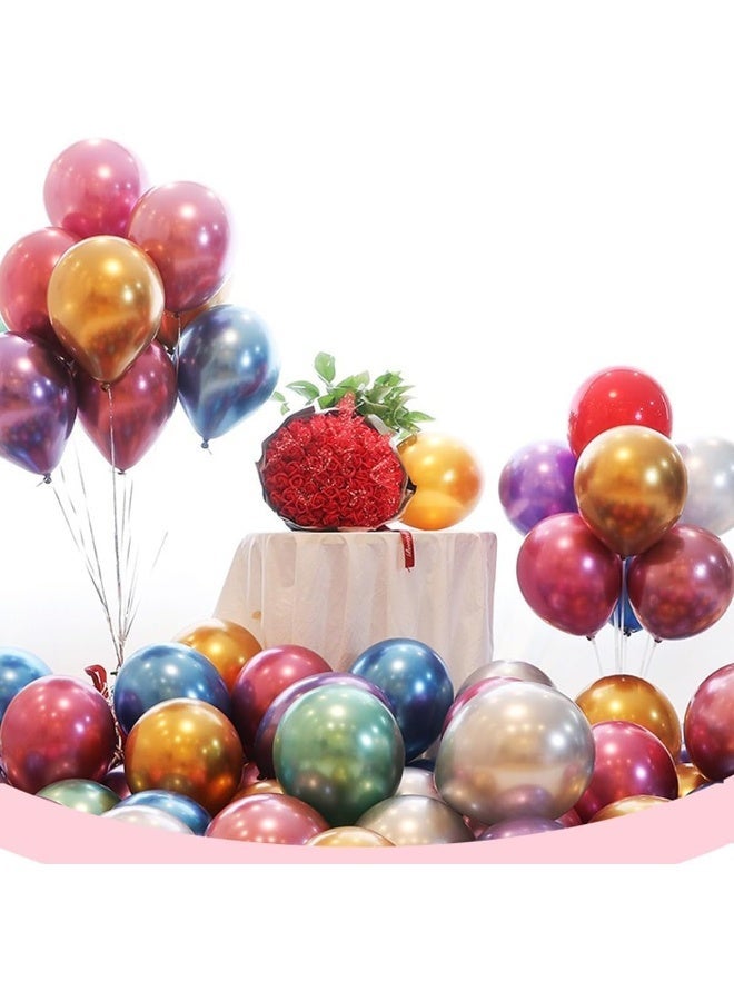 MOMENT 100 Pieces Decorated Party Balloons Assorted Color - Multicolor Balloons For Party Decoration| Birthday | Wedding | Christmas | Party Supplies - Image 3