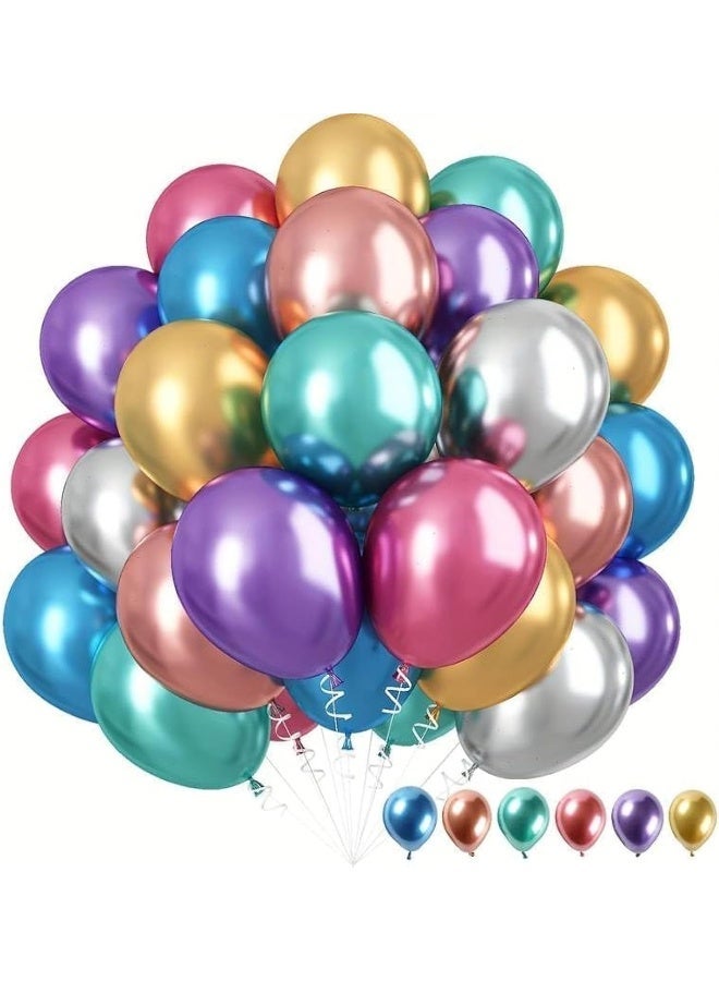 MOMENT 100 Pieces Decorated Party Balloons Assorted Color - Multicolor Balloons For Party Decoration| Birthday | Wedding | Christmas | Party Supplies - Image 1