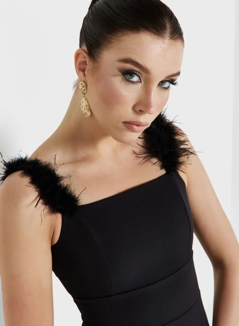 Ella Limited Edition Feather Strap Bodycon Dress