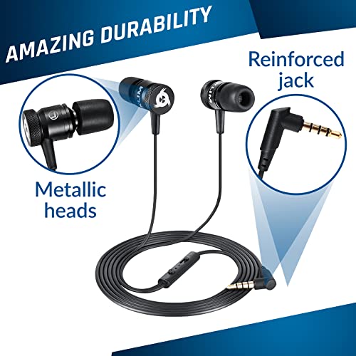 KLIM Fusion Earbuds with Microphone + Long-Lasting Wired Ear Buds + 5 Years Warranty - Innovative: in-Ear with Memory Foam + Earphones with Mic and 3.5 mm Jack - Black - Image 2