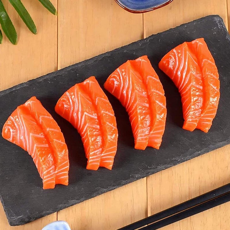 6 Realistic Miniature Sushi Salmon Model Fake Fish Decor For Restaurant Scene Photography Props - Image 5