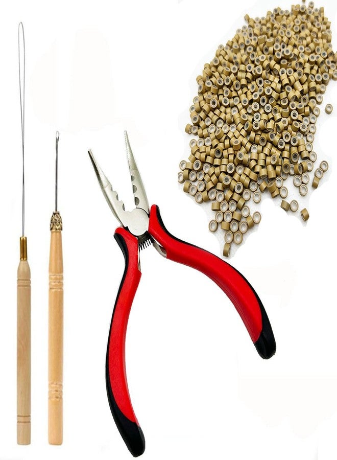 Peiyulex Hair Extensions Tools Kit Professional Hair Styling Tools Accessory 500 Pcs Micro Ring Beads 1 Plier 2 Hook Needle Pulling Loop, for Tinsel I tip hair extensions. - Image 1