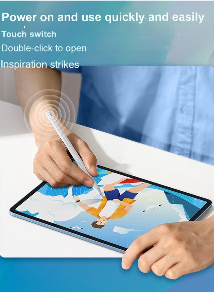 TecV - Universal Stylus Pen for Apple & Android Devices, Compatible with iPhones, iPads, Samsung, Huawei, Xiaomi, and More, Precision Writing, No Bluetooth or App Required, with 1 Pen Tip + Charging Cable + Manual – White - Image 1