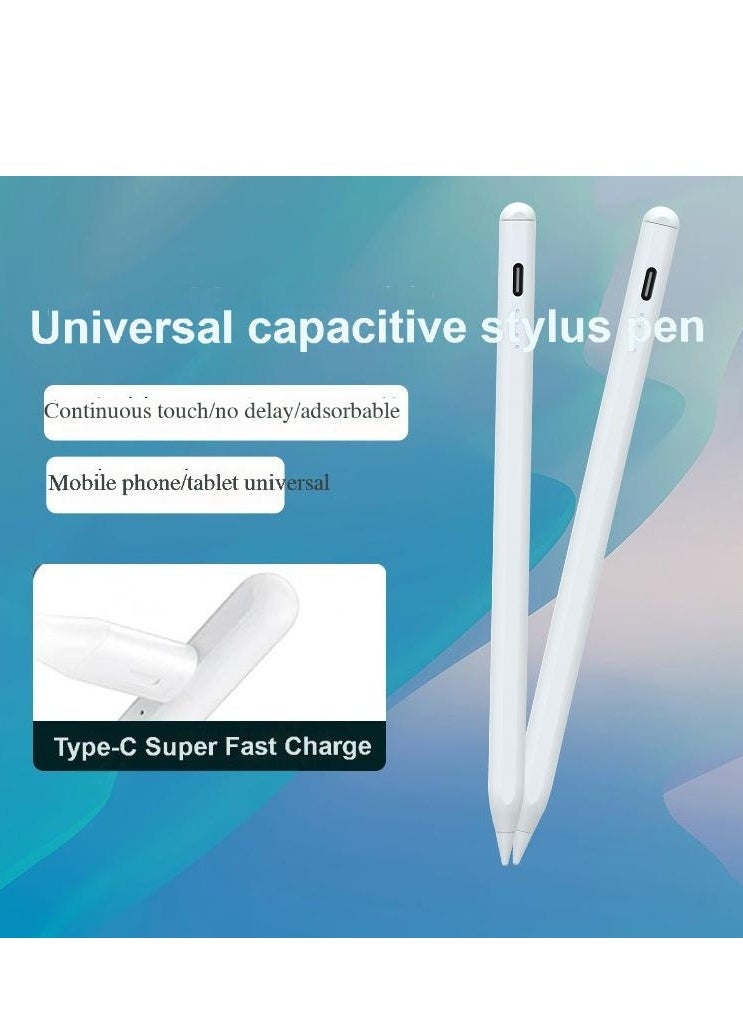 TecV - Universal Stylus Pen for Apple & Android Devices, Compatible with iPhones, iPads, Samsung, Huawei, Xiaomi, and More, Precision Writing, No Bluetooth or App Required, with 1 Pen Tip + Charging Cable + Manual – White - Image 1