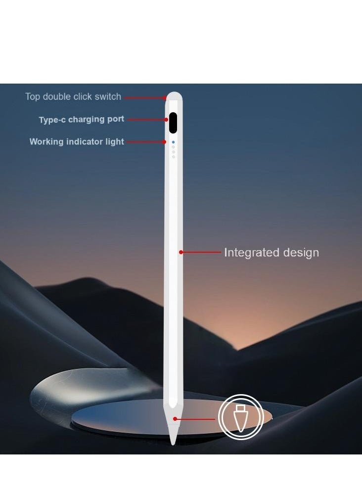TecV - Universal Stylus Pen for Apple & Android Devices, Compatible with iPhones, iPads, Samsung, Huawei, Xiaomi, and More, Precision Writing, No Bluetooth or App Required, with 1 Pen Tip + Charging Cable + Manual – White - Image 1