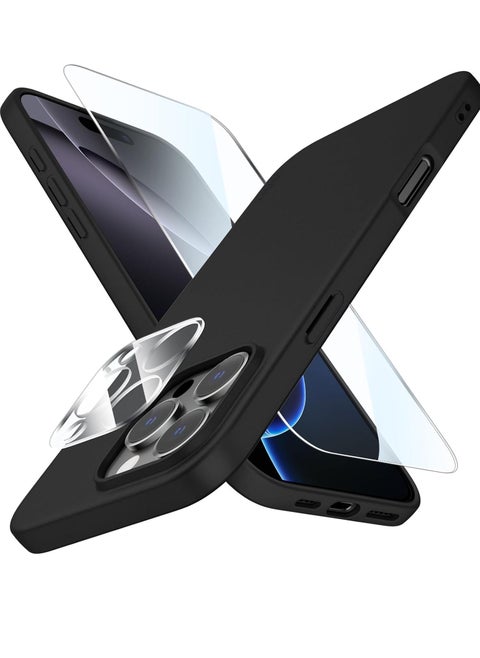 iPhone 16 Pro Max Ultra-Thin Matte Case with Camera & Screen Protectors - Shockproof & Scratch-Resistant in Black
