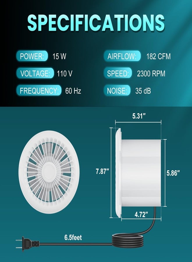 HG Power 6 Inch Reversible Bathroom Exhaust Fan with Remote Control, 3-Speed, 2-in-1 Intake & Exhaust, Low Noise Window Fan with Mesh Screen for Wall Ceiling Garage Basement Office Home, White - Image 2
