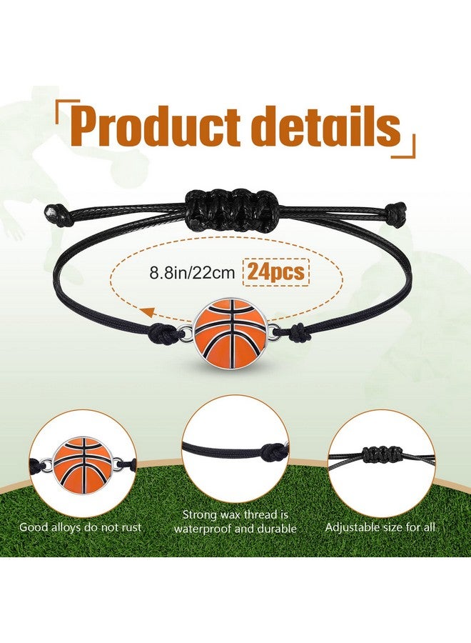 Romooa 48 Pieces Basketball Party Favor Sports Birthday Supplies Set 24 Inspirational Basketball Bracelets 24 Mini Basketball Foam Stress Ball for Sports Theme Birthday Party Team Gifts - Image 2