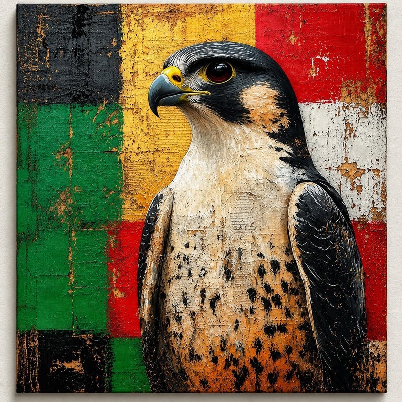 ARS UAE Falcon Canvas Wall Art Modern Emirati Falcon Painting with UAE Flag Design for Living Room, Bedroom & Office Décor - Image 3