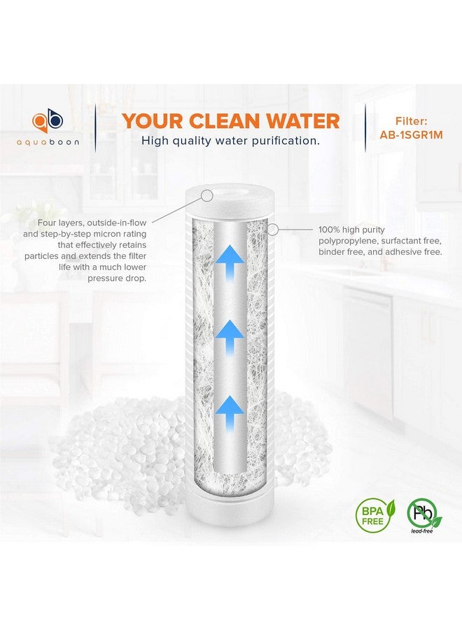 أكوابون خرطوشة فلتر مياه بديلة Aquaboon Whole House 1 Micron 10 x 2.5 PP Grooved Sediment Filter متوافقة مع AP110 وWHKF-GD05 وCFS110 وP5، عبوة من 6 قطع - Image 4