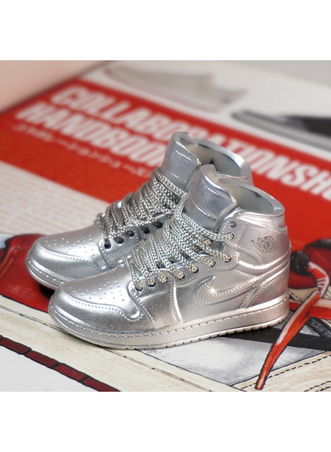 1/6 Mini Sneakers Model Aj1 Creative Cute Basketball Shoes Keychain Car Bag Jewelry Aj Keychain-Color:1 Sterling Silver (a Pair Of Nude Shoes) - Image 1