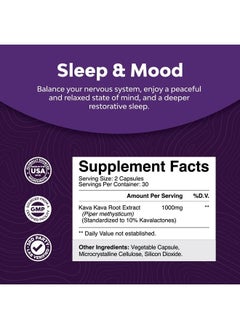 Natures Craft Kava Root Mood Support Supplement - 1000mg Kava Kava Capsules Fast Acting Mood Boost and Relaxing Supplement - Calming Kava Extract Vegan Adaptogen Supplement for Stress Focus & Sleep (60 Caps)  - Image 3