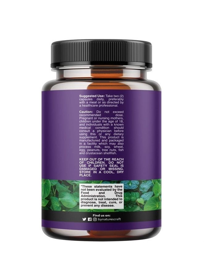 Natures Craft - Kava Root Mood Support Supplement - 1000mg Kava Kava Capsules Fast Acting Mood Boost and Relaxing Supplement - Calming Kava Extract Vegan Adaptogen Supplement for Stress Focus & Sleep (60 Caps) - Image 1