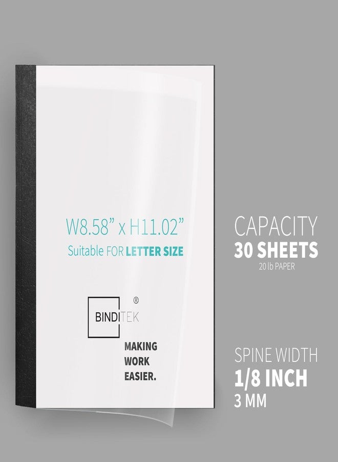 Binditek 10 Pack Thermal Binding Presentation Covers, 1/8 Inch Spine, Holds 30 Sheets, Ultra Clear Front Cover, Black Paper Back Cover, Letter Size, for Students and Coworkers - Image 3