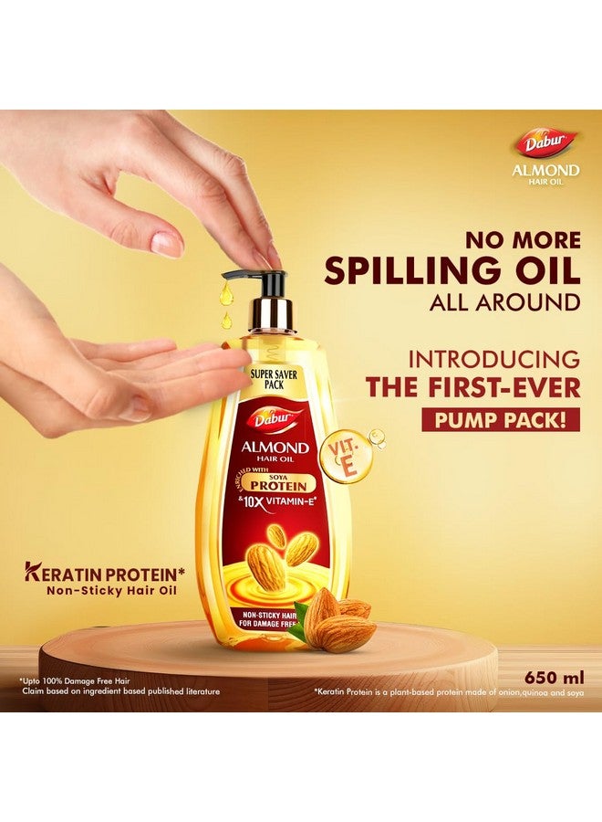 دابر زيت شعر دابر اللوز - 650 مل | يوفر حماية من التلف | تركيبة غير لزجة | للتحكم في تساقط الشعر وشعر لامع | زيت شعر خفيف باللوز وبروتين الكيراتين وبروتين الصويا وفيتامين إي 10 مرات - Image 3