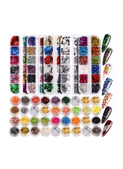Excefore Nail Art Decoration Kit 12 Colors of Rhinestones Nail Art Fruit Slices Chunky Glitter Nail Sequins Laser Star Holographic Sparky Mixed Heart Nail Decorations  - Image 1