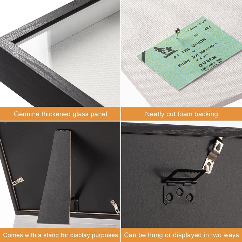 3d deep shadow box frame 8x8in with Real Glass Panel and Soft Linen Back, 8x8in(20.32x20.32cm) Black 3d deep picture photo frames box display Craft Flower Baby Pet Wedding Photo Memorial Gift - Image 5