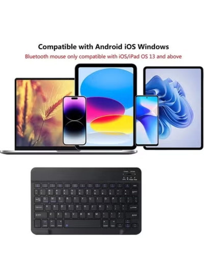 زيترا وما فوق (أسود)OS / ioS13لوحة مفاتيح بلوتوث قابلة لإعادة الشحن ومجموعة الماوس لوحة مفاتيح الماوس اللاسلكية المدمجة المحمولة الرقيقة جداً لأندرويد ، ويندوز اللوحي ، الهاتف المحمول ، آيفون ، آيباد برو ، اير ميني ، آيباد - Image 5