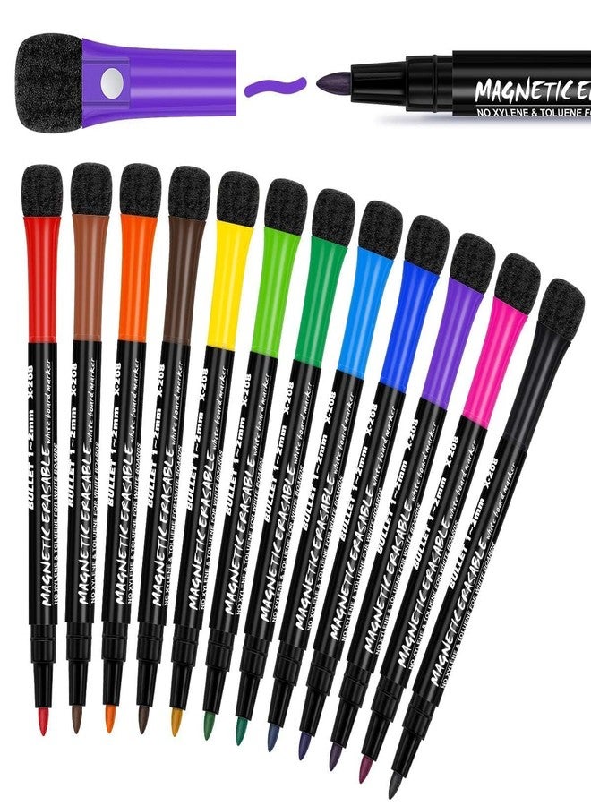 Kienlix White Board Marker, 12 Colors Magnetic Whiteboard Markers with Eraser Cap, Low Odor Magnetic Dry Erase Markers Fine Point Tip for Kids & Teachers, Home, Office and School Supplies - Image 1