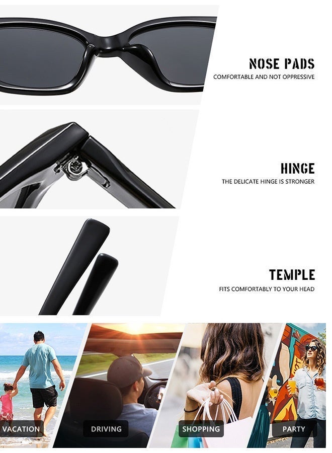 CIKJUK Cat Eye Sunglasses Women Retro Fashion Women's Men Sun Glasses Slim-Frame Sunglass Trendy Eye Glasses Shades UV400 Protection Sun Glas Black - Image 4