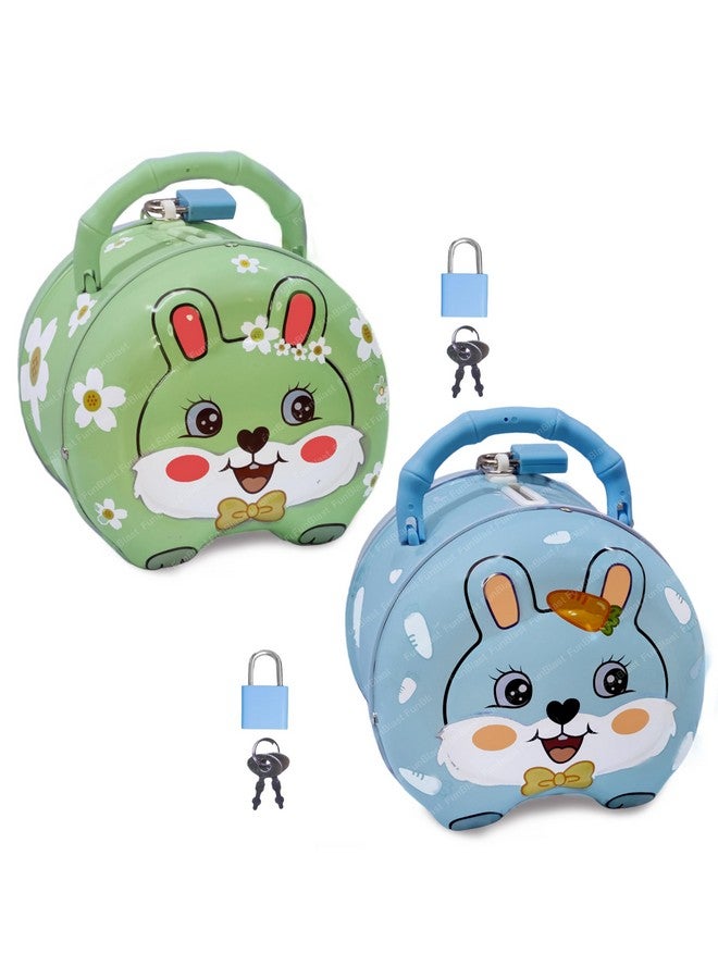 FunBlast Piggy Bank for Kids - Bunny Shaped Coin Box, Money Saving Metal Coin Bank with Key and Lock for Kids, Money Bank for Kids, Gullak for Money Bank for Kids, Return Gift for Kids (Random Color) - Image 1