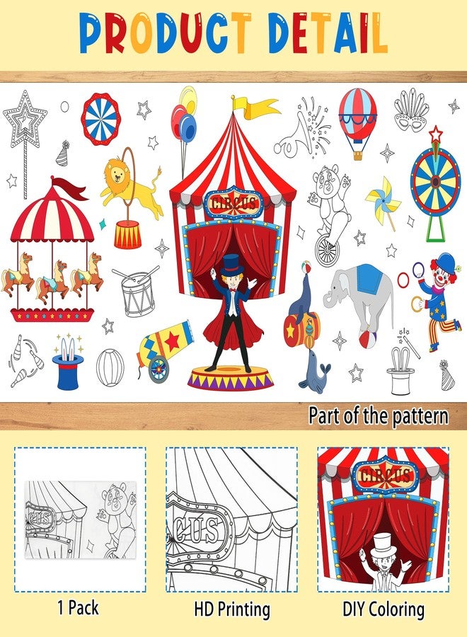 UNIIDECO Giant Circus Coloring Tablecloth Poster Carnival Circus Party Coloring Activities Dispoasble Paper Tablecloths Table Cover for Classroom Decor Birthday 54 x 108 in (2 Pack) - Image 3