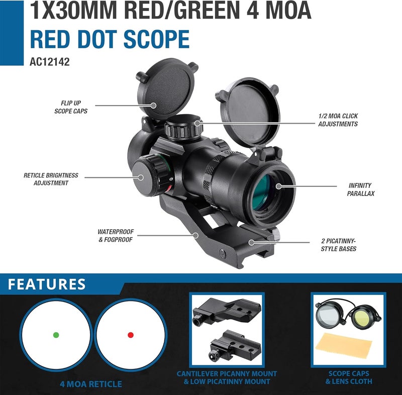 BARSKA Red Dot Sight – Compact Reflex Optic Scope with Adjustable Brightness for Rifles, Shotguns, Handguns, and Crossbows - Image 2