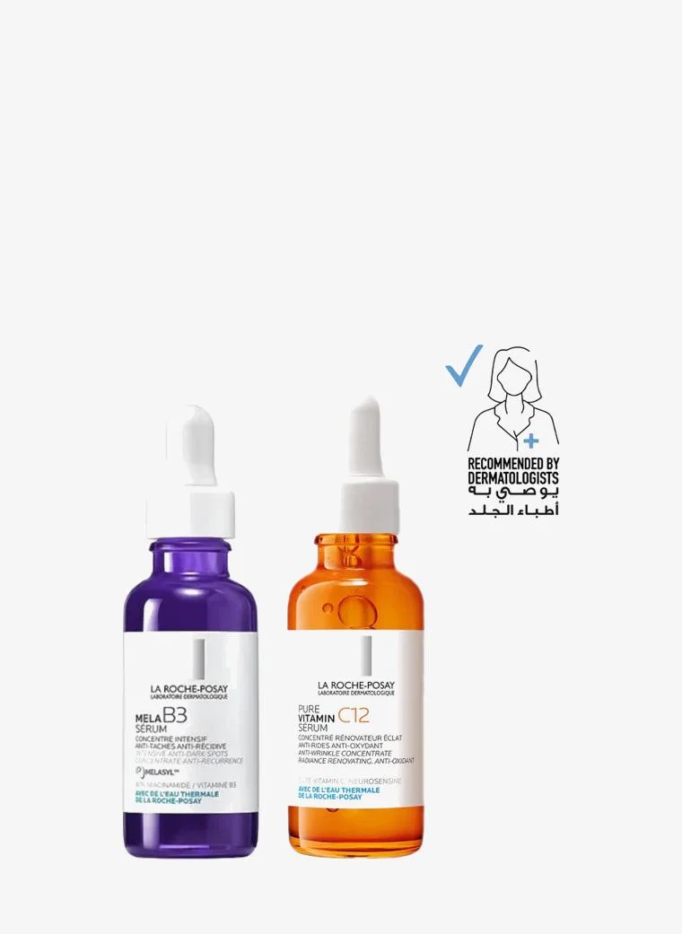 La Roche-posay Radiant Skin Renewal Bundle: Mela B3 Dark Spot Serum & Pure Vitamin C12 Serum