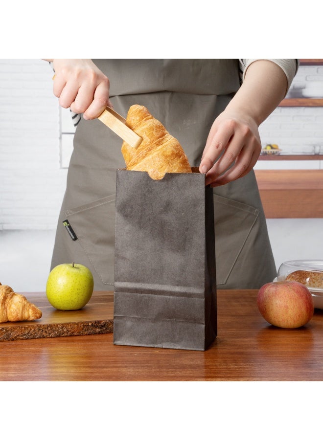 Restaurantware Bag Tek 4lb Paper Bags, 100 Disposable Lunch Bags - Small, For Lunches, Sandwiches, And Snacks, Black Paper Kraft Paper Bags, For Shopping, Party Favors, Or Gifts, - Image 3