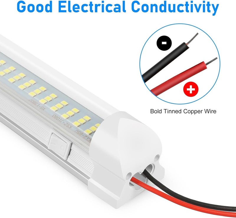 لينك ستايل 4 قطع شريط إضاءة LED داخلي 12 فولت، 108 لمبة LED مع مفتاح تشغيل/إيقاف، 1800 لومن 6 واط إضاءة LED للمركبات الترفيهية والمقطورات والقوارب والشاحنات - Image 4
