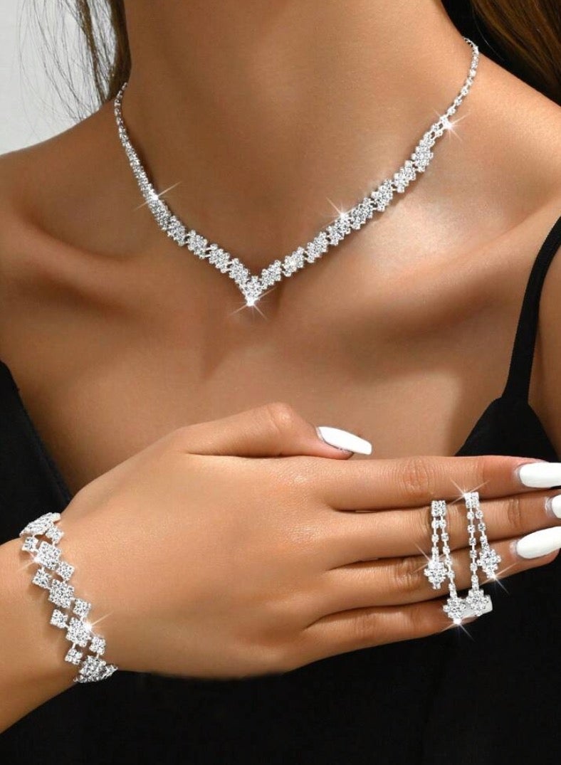 JewelryPalace Amazing Trendy Women's Zirconia Necklace And Earrings And Bracelet  Jewellery Set - Image 2