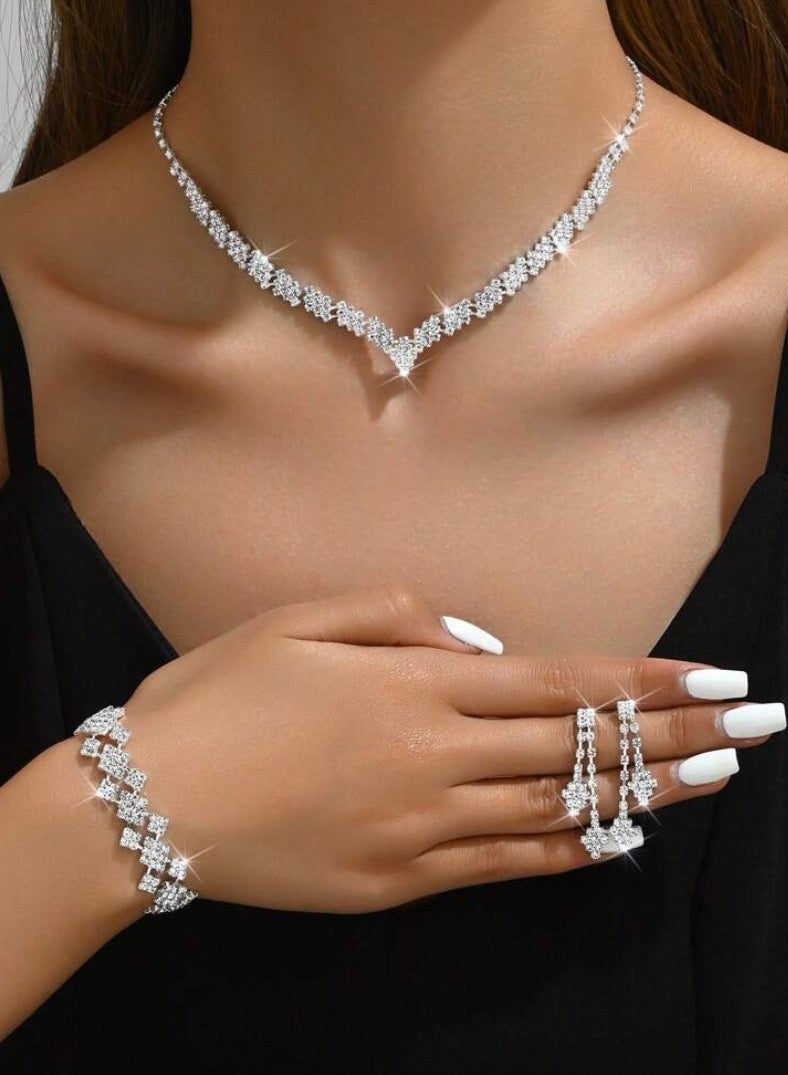 JewelryPalace Amazing Trendy Women's Zirconia Necklace And Earrings And Bracelet  Jewellery Set - Image 3