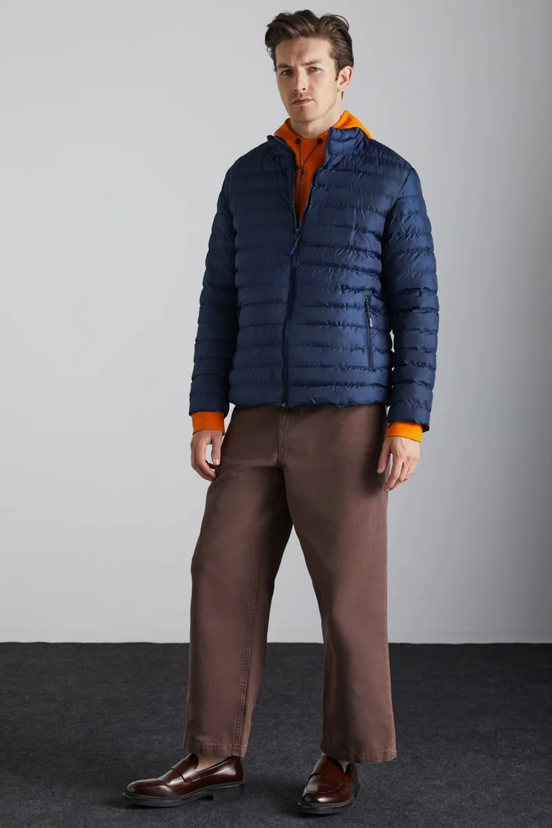 GRIMELANGE Alaska Microfiber Men's Navy Blue Jacket