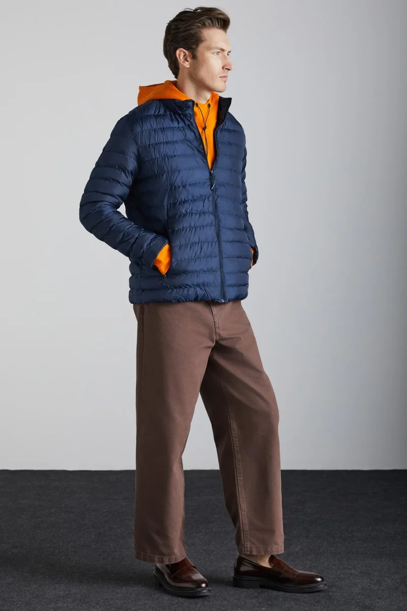 GRIMELANGE Alaska Microfiber Men's Navy Blue Jacket
